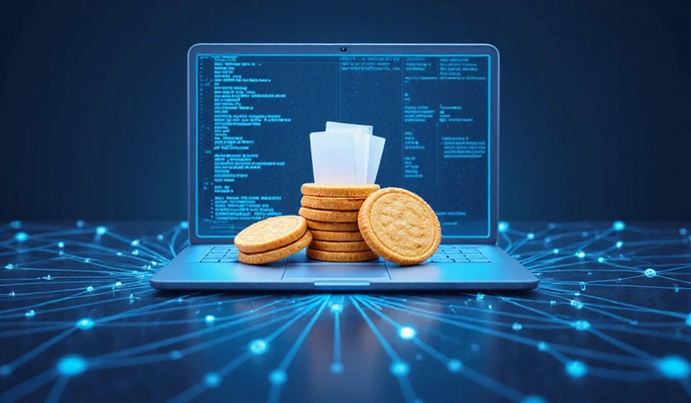 Illustrazione di cookie digitali che rappresentano piccoli file di dati su un computer