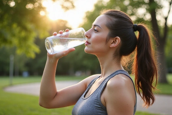 Immagine di una persona che beve acqua e fa esercizio