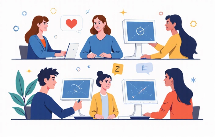 Illustrazione astratta di persone che si connettono online per una consulenza